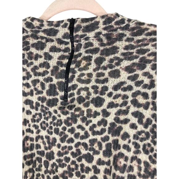 NWT Crown Of Hearts L Quarter Zip Waffle Cheetah Mob Wife Loungewear Pullover - Picture 2 of 6